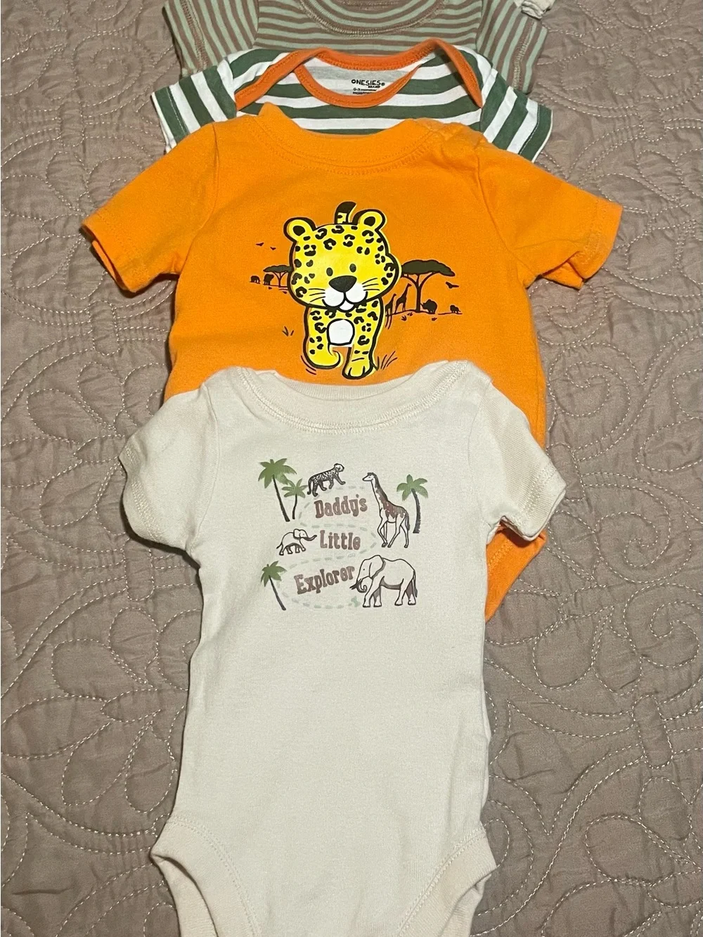 #88 Garanimals Gerber The Childrens Place 0-3M Cotton Safari Bodysuits 9 pc Lot